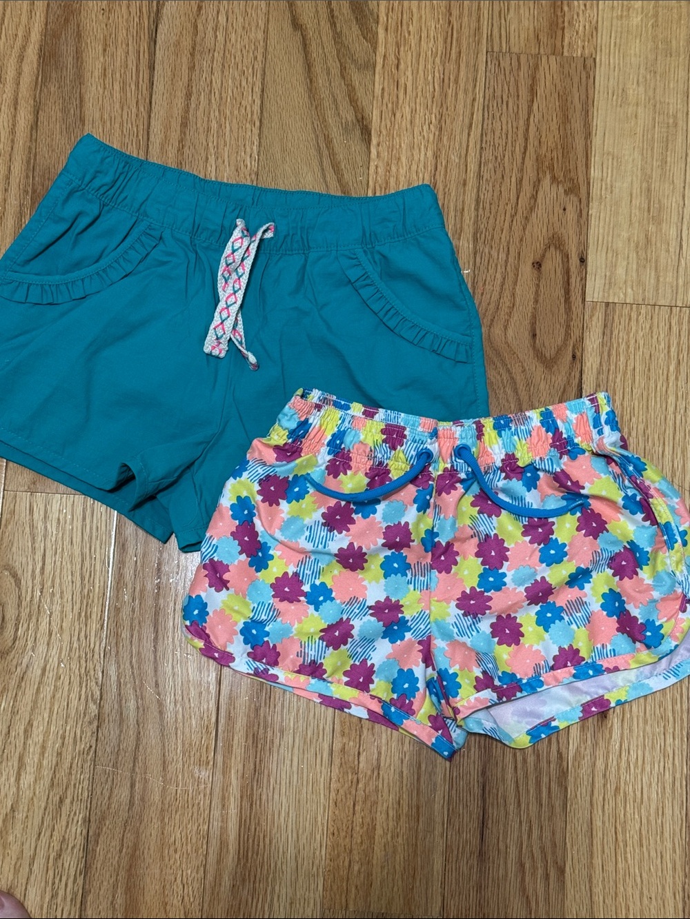 Girls Teal & Multicolor Floral Lounge Shorts Set
